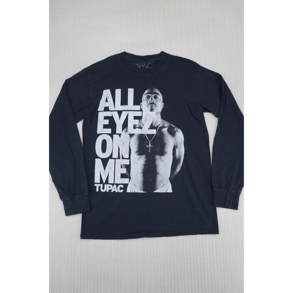 Tupac Shirt 2Pac Adult Small Black Long Sleeve All Eyez on Me Hip Hop 90's Rap